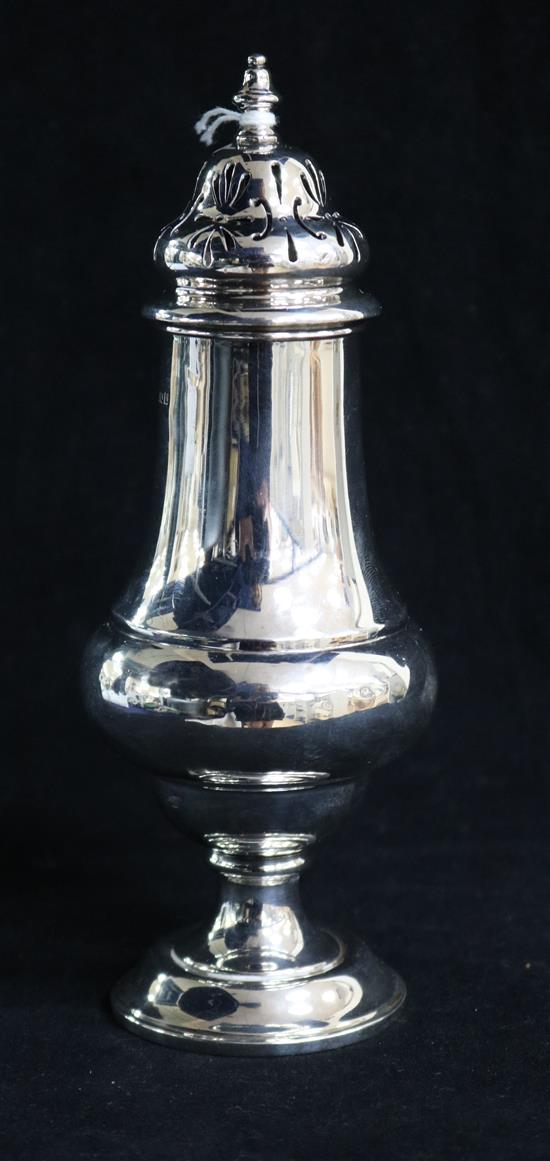 A George V silver sugar caster, 19.5cm.